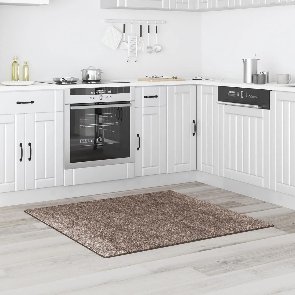 Tapete Shaggy de Pelagem Alta Marrom 120x120 cm PP