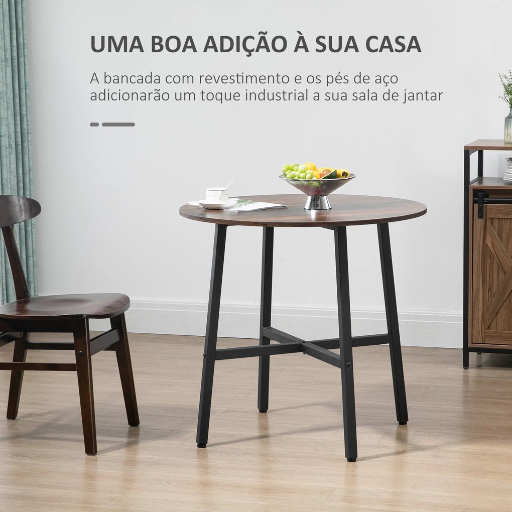 HOMCOM Mesa de Sala de Jantar Redonda para 4 Pessoas Mesa de Cozinha M