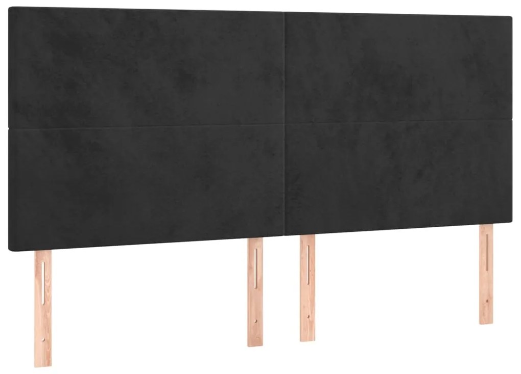 Cama box spring c/ colchão/LED 160x200 cm veludo preto