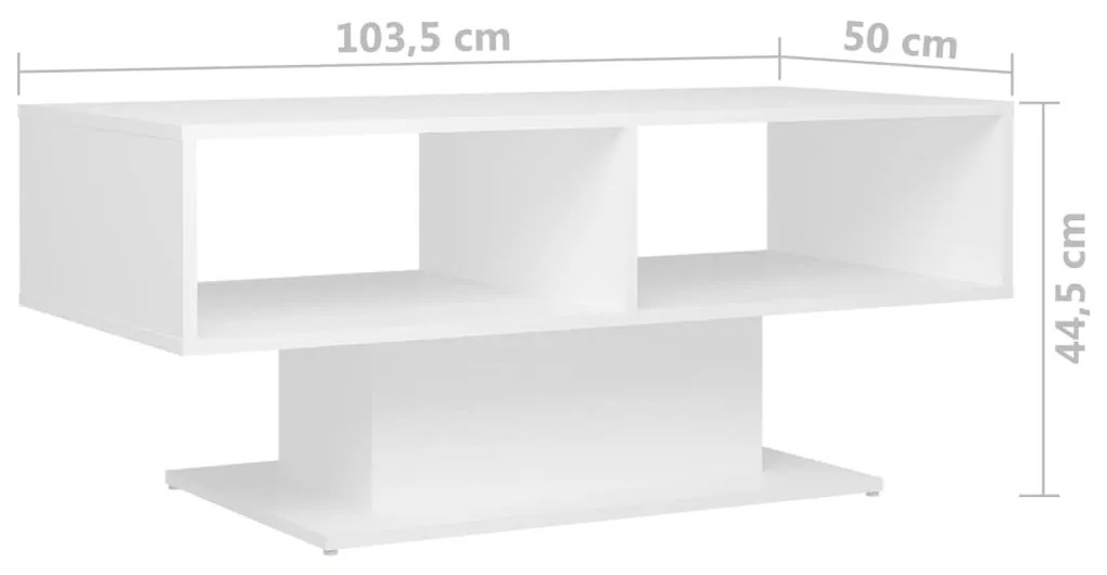 Mesa de centro 103,5x50x44,5 cm contraplacado branco