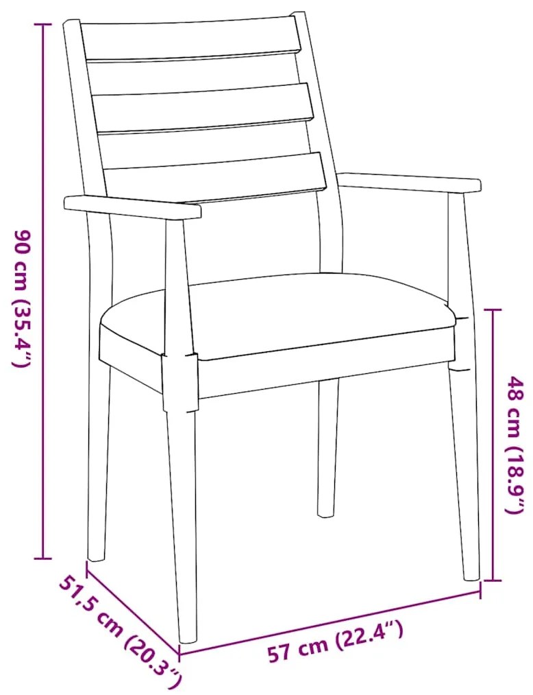 Cadeiras de jantar com almofadões 2 pcs madeira maciça branco