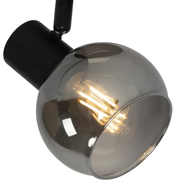 Foco Art Deco Preto com Vidro Fumado - Vidro Art Deco