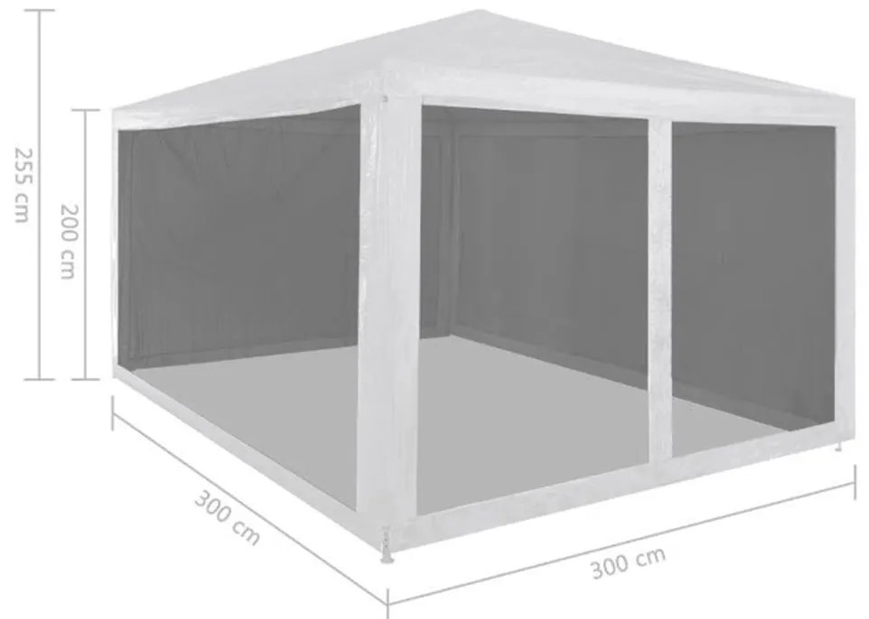 Tenda para festas com 4 paredes laterais em rede 3x3 m