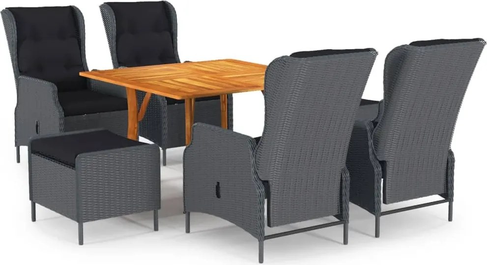 vidaXL 7 pcs conjunto de jantar para jardim cinzento-escuro