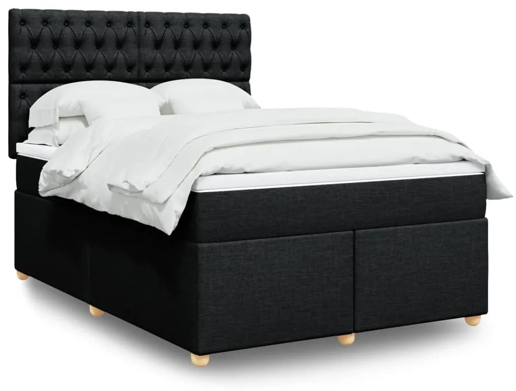 Cama com molas/colchão 160x200 cm tecido preto