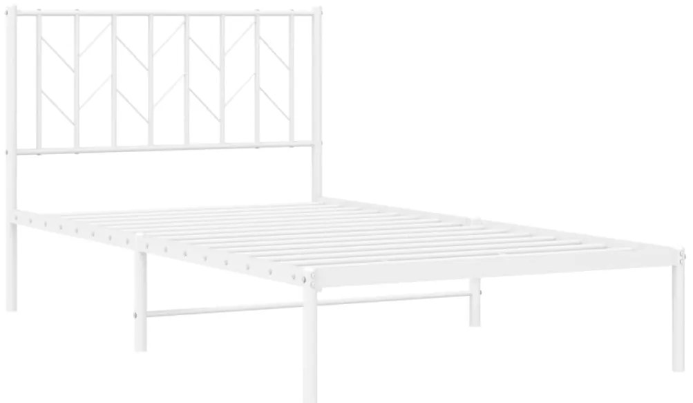 Estrutura de cama com cabeceira 100x190 cm metal branco