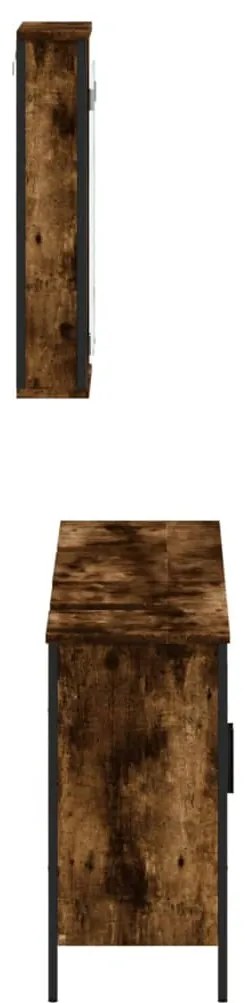 3 pcs conjunto de móveis WC madeira processada carvalho fumado
