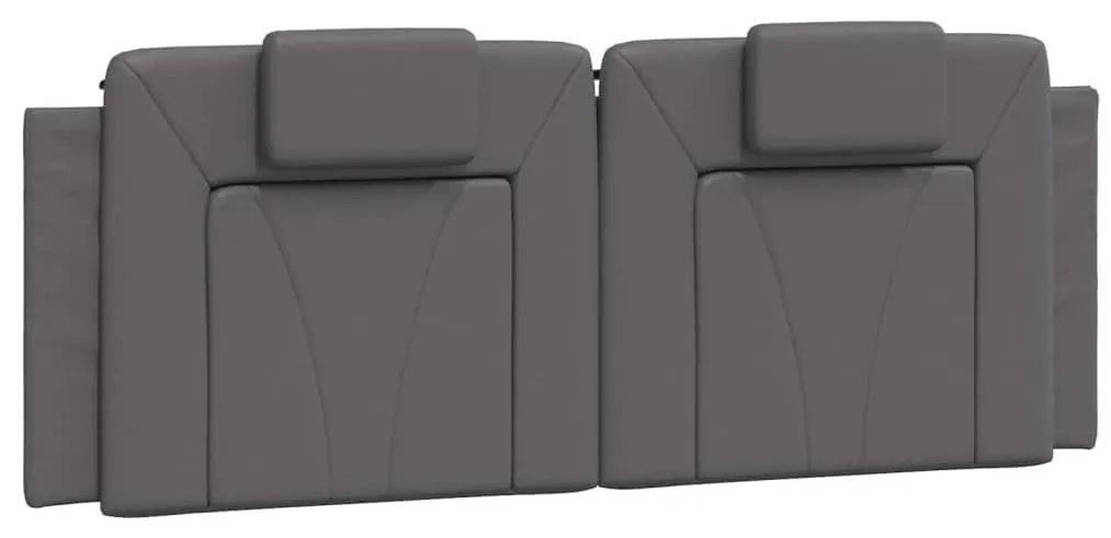Estrutura cama c/ luzes LED 140x190 cm couro artificial cinza