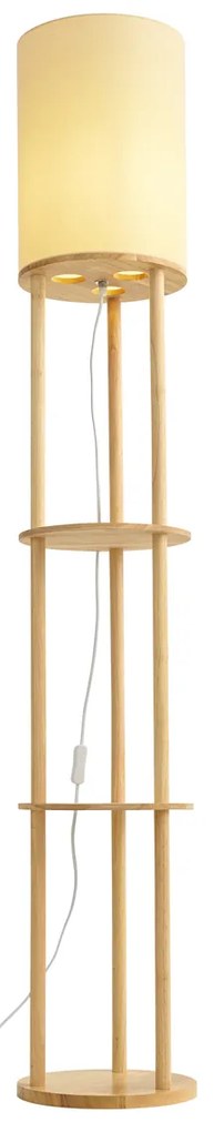 Candeeiro de pé moderno madeira com abajur bege - Stojon Moderno