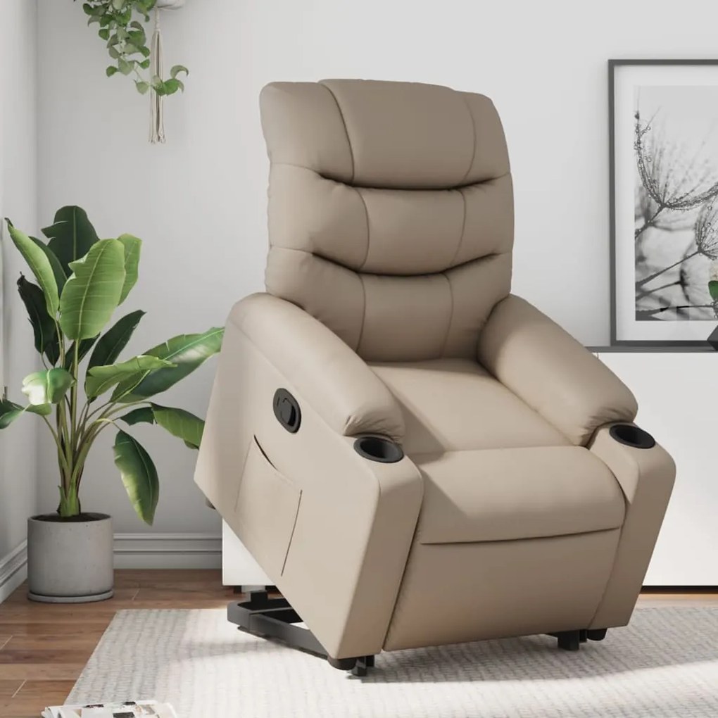 vidaXL Poltrona reclinável elevatória couro artificial cor cappuccino