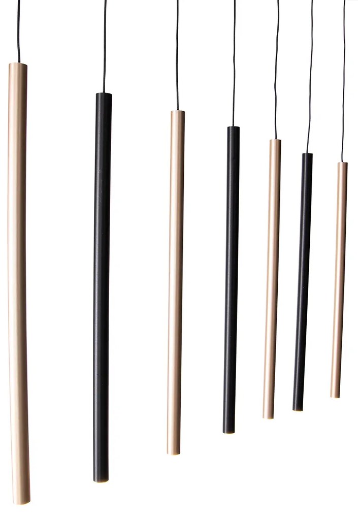 Candeeiro de suspensão preto com latão, incluindo LED regulável 7 luzes - Bea Design