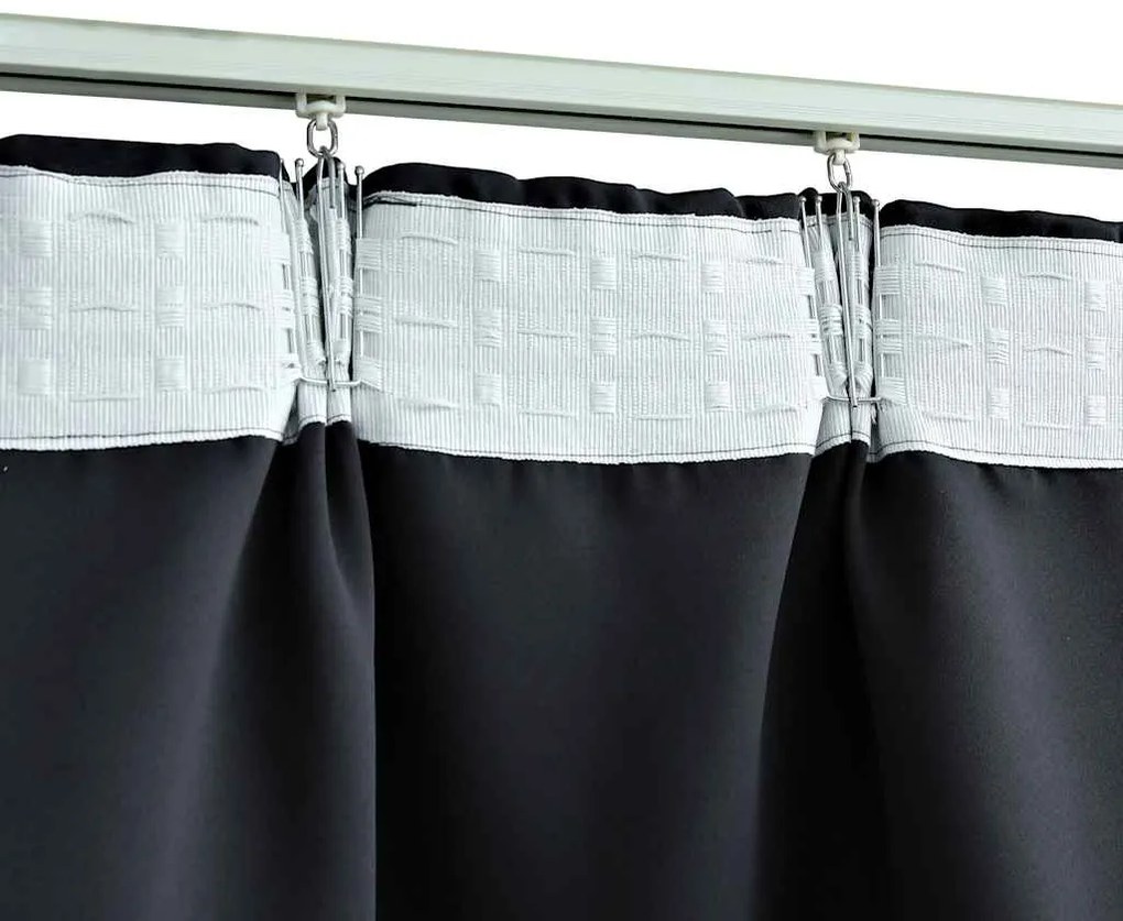 Cortinas blackout com ganchos 2 pcs 140x175 cm preto