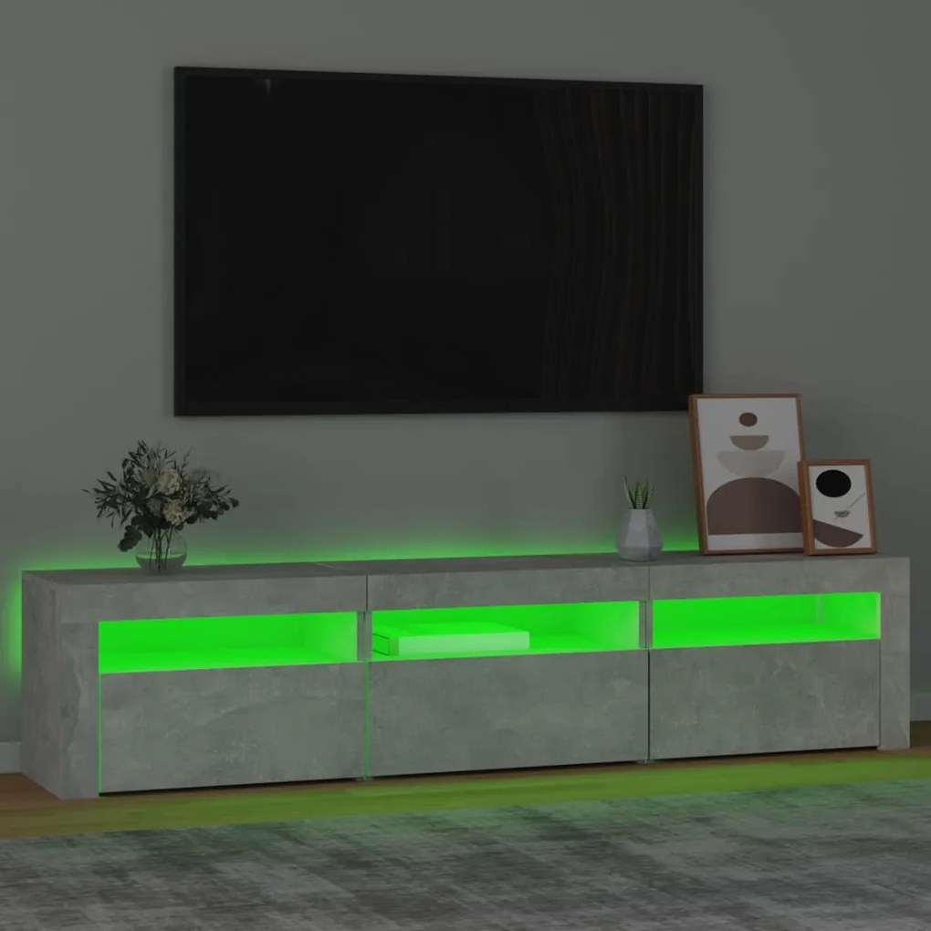 Móvel de TV com luzes LED 180x35x40 cm cinza sonoma