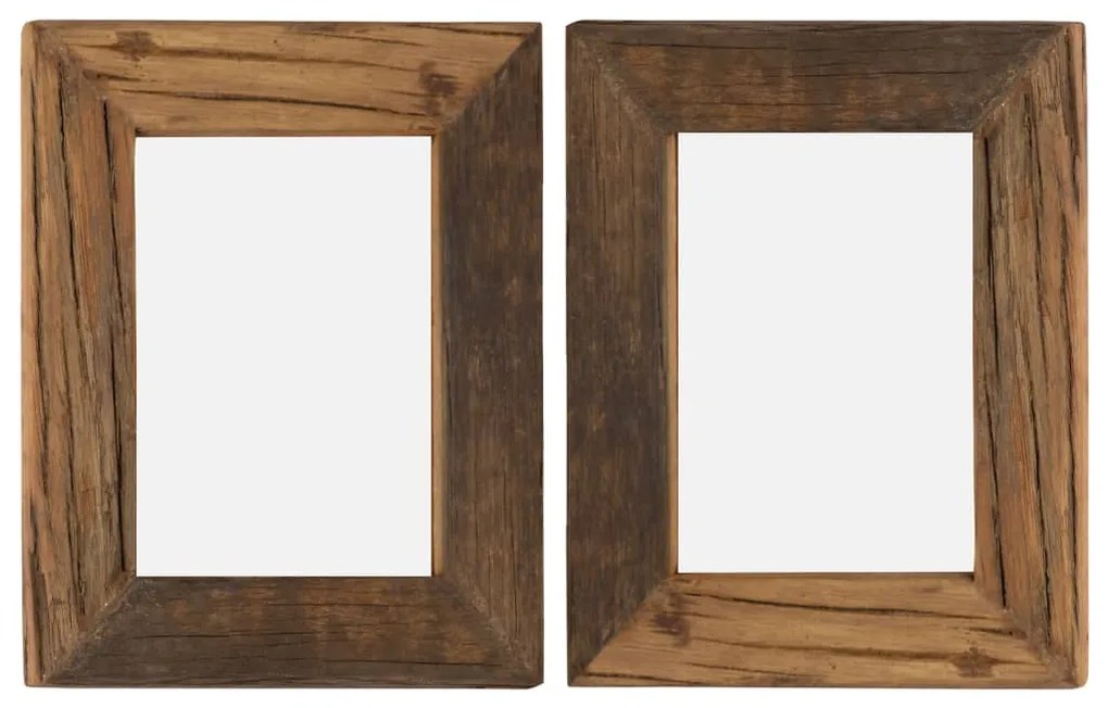 vidaXL Molduras 2 pcs 25x30 cm madeira recuperada maciça e vidro