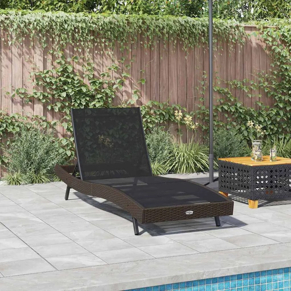 Espreguiçadeira Castanho 197 x 70 x 82 cm Rattan Sintético