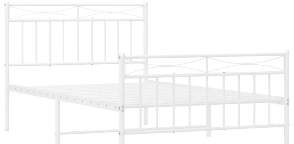 Estrutura de cama com cabeceira e pés 107x203 cm metal branco