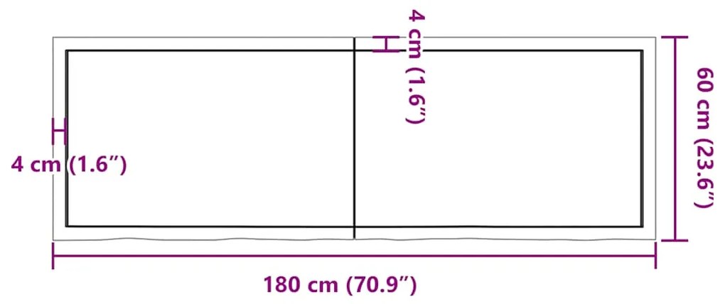 Prateleira de parede 180x60x(2-4)cm carvalho maciço não tratado
