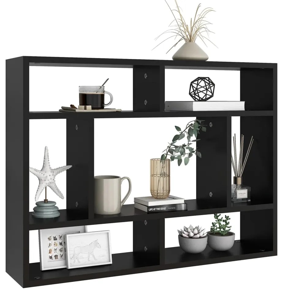 Estante de parede 75x16x55 cm contraplacado preto