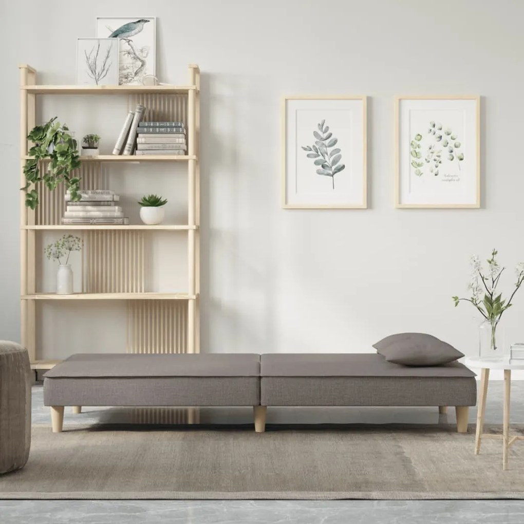 Sofá-cama tecido cinzento-acastanhado
