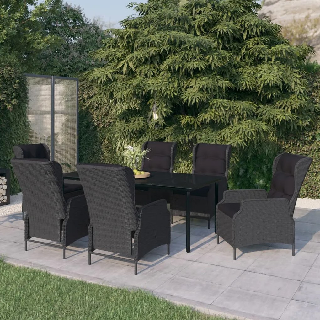 vidaXL 7 pcs conjunto de jantar para jardim cinzento-escuro