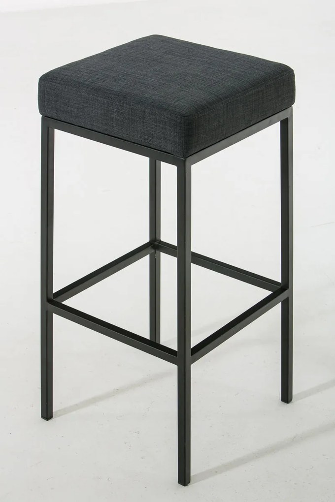 Banco de bar Montreal em tecido com estrutura preta 37 x 83 x 37 cm Cinzento escuro