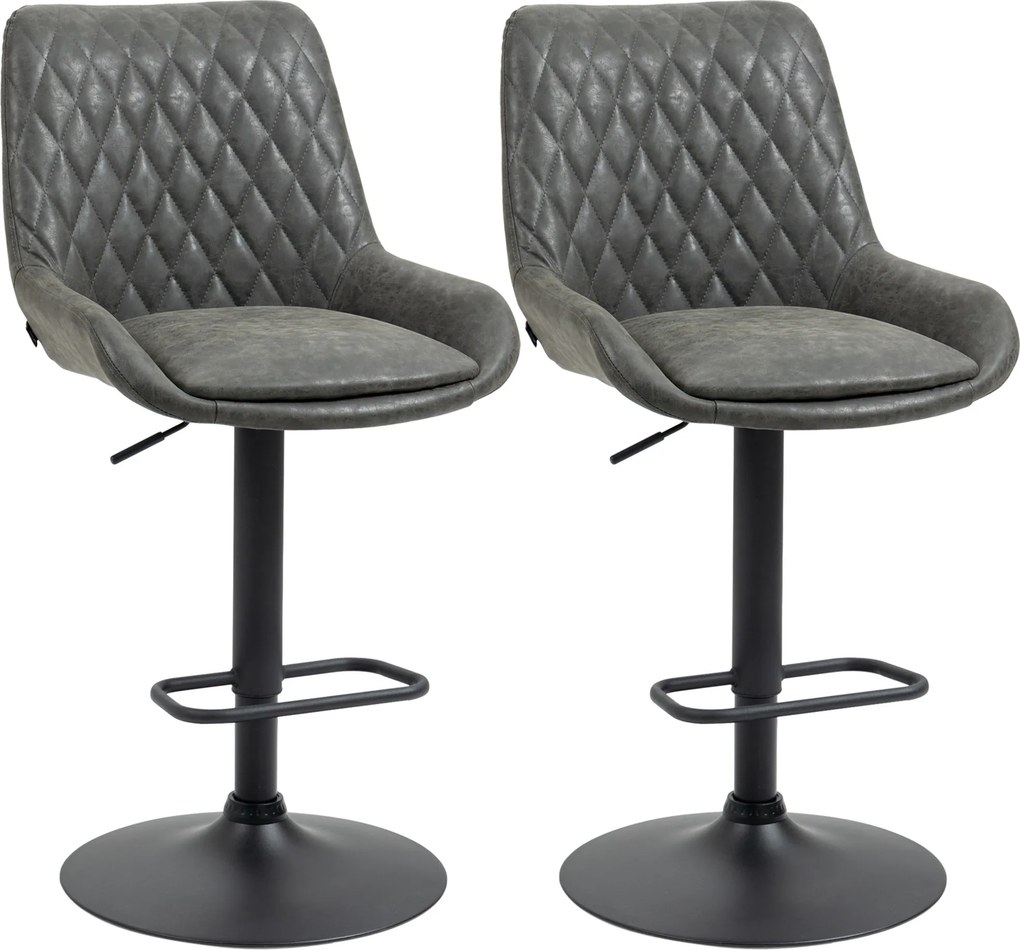 HOMCOM Banqueta de bar Banqueta de cozinha Design, altura ajustável, com apoio para os pés, 51 cm x 59 cm x 117 cm, Cinza escuro + Preto | Aosom Portugal