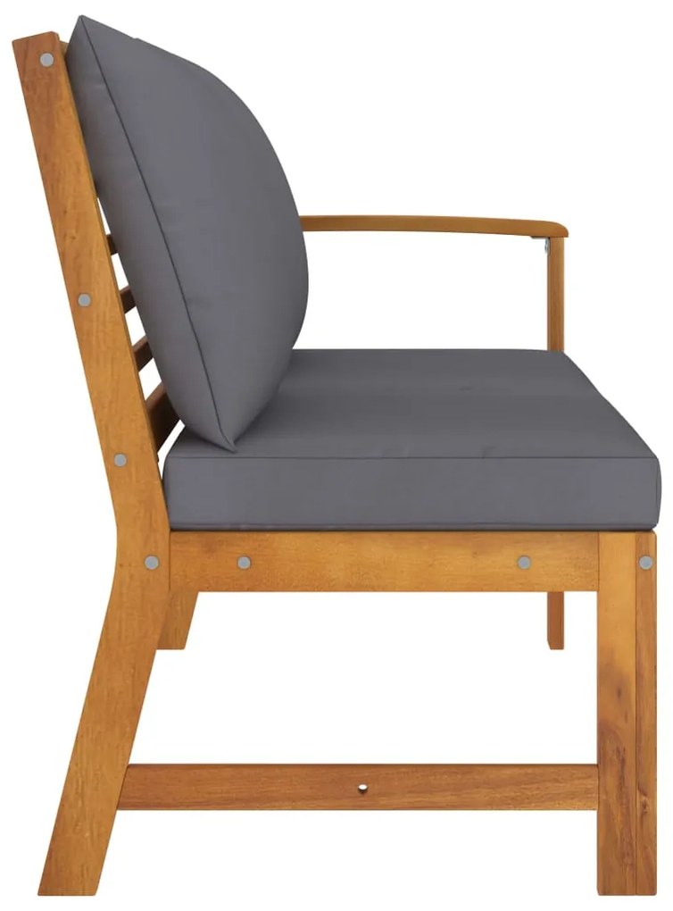 Banco de jardim 114,5 cm com almofadão cinzento-escuro acácia