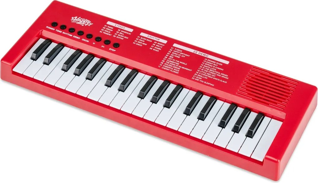 Teclado de piano para crianças Piano elétrico portátil de 37 teclas com 8 ritmos, 8 tons e 22 demos Instrumento musical eletrónico vermelho