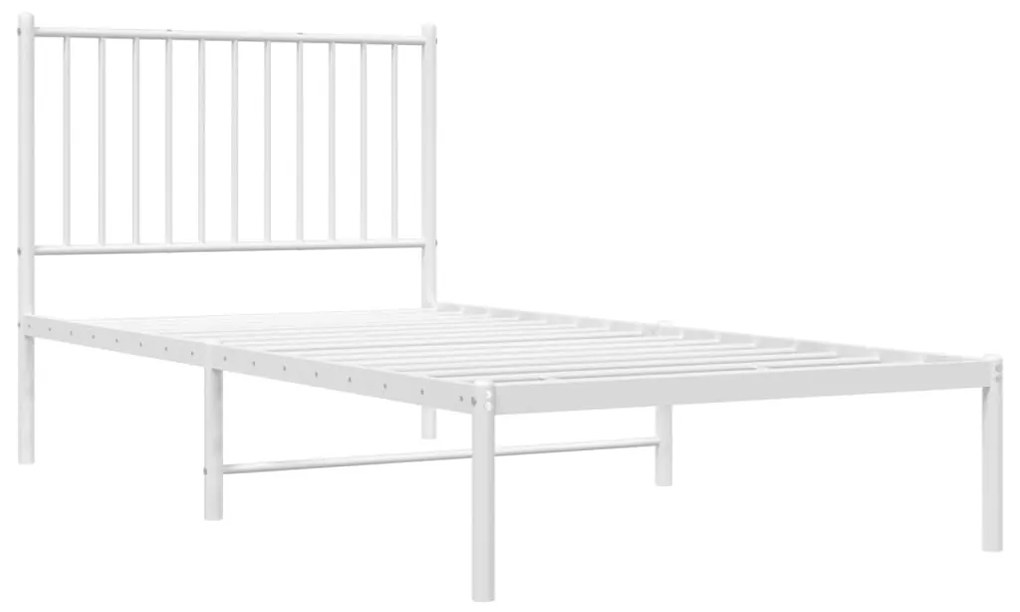 Estrutura de cama com cabeceira 90x190 cm metal branco