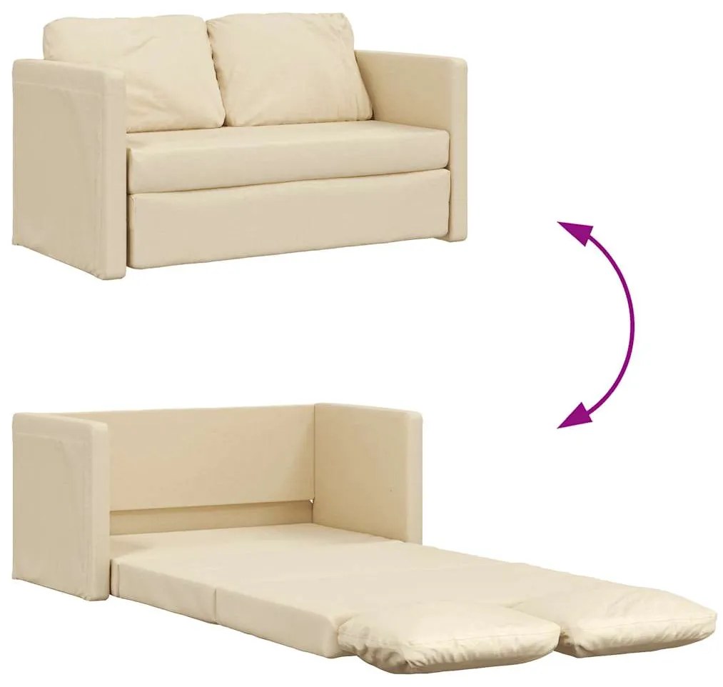 Sofá-cama sem pés 112x174x55 cm tecido cor creme