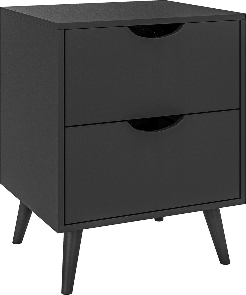 Mesa de cabeceira com 2 gavetas 40 x 35 x 50,5 cm, estilo escandinavo, para quarto ou sala de estar Preta