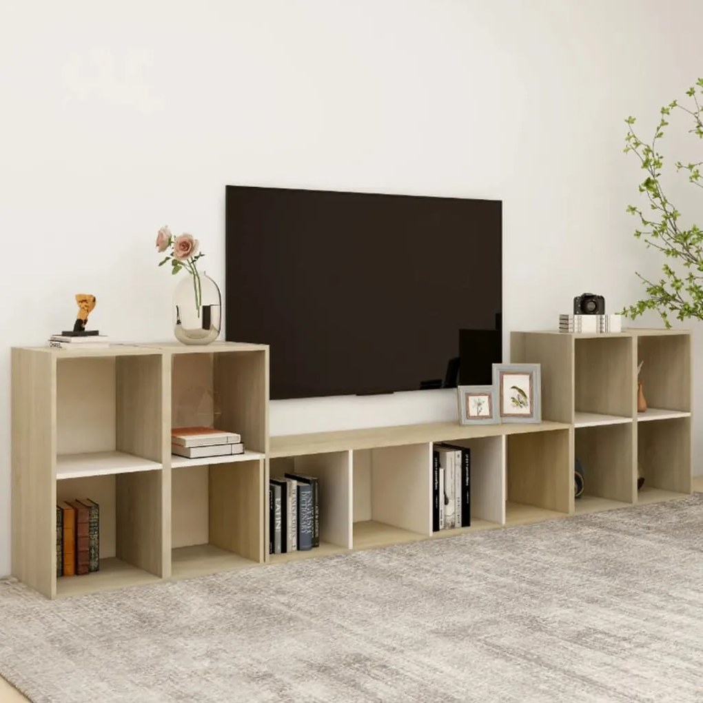 vidaXL 5 pcs conjunto móveis de TV derivados madeira branco/sonoma