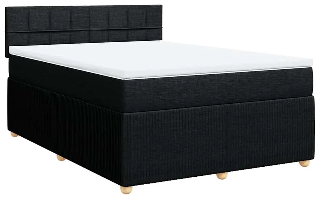Cama com molas/colchão 160x200 cm tecido preto