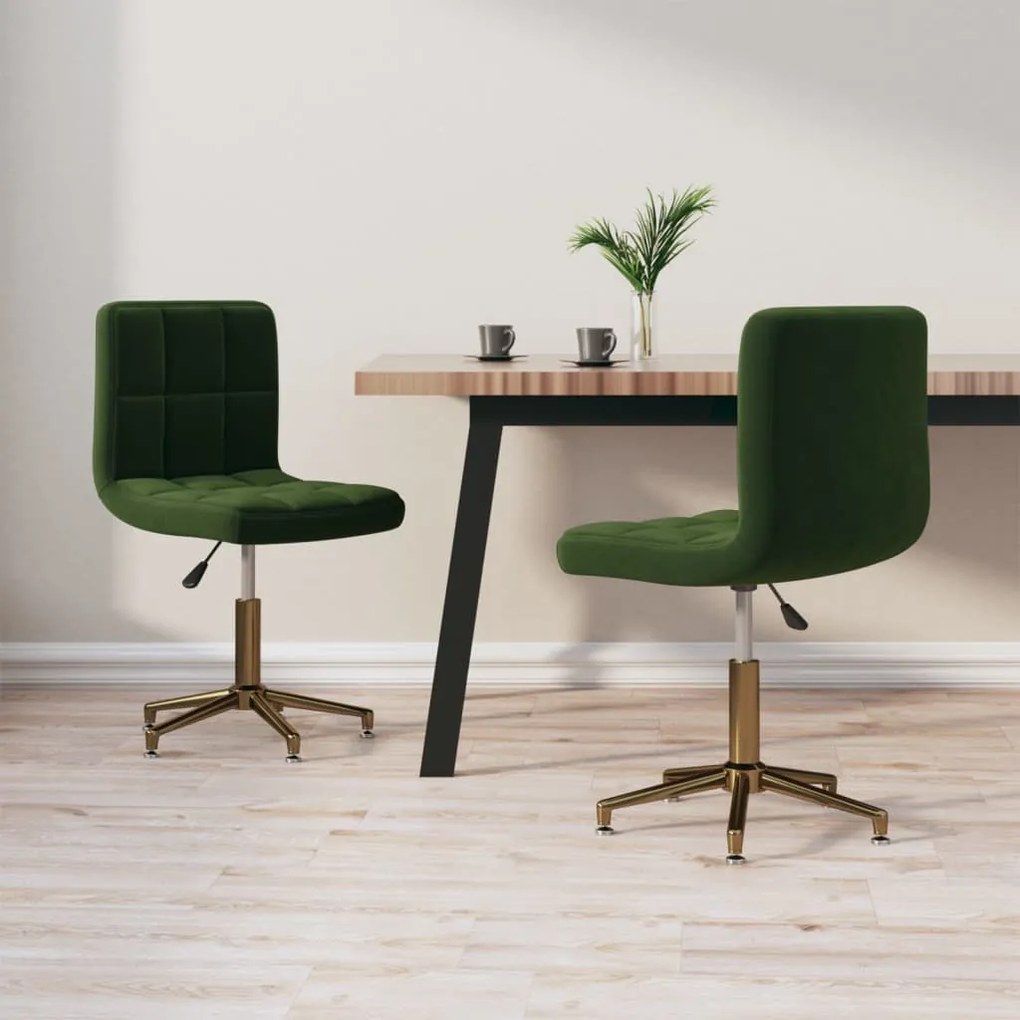 vidaXL Cadeiras de jantar giratorias 2 pcs veludo verde-escuro
