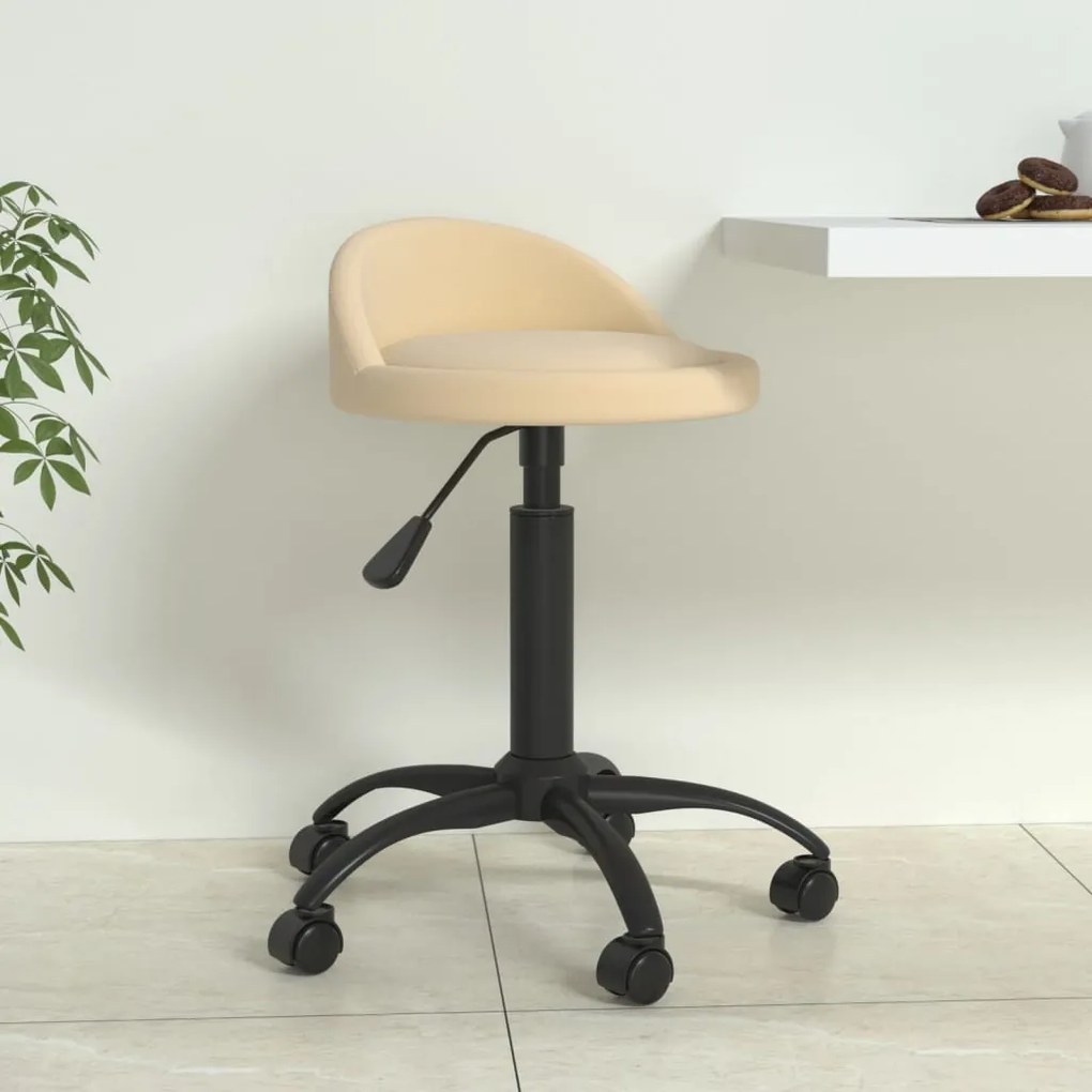 vidaXL Cadeira de jantar giratória veludo cor creme