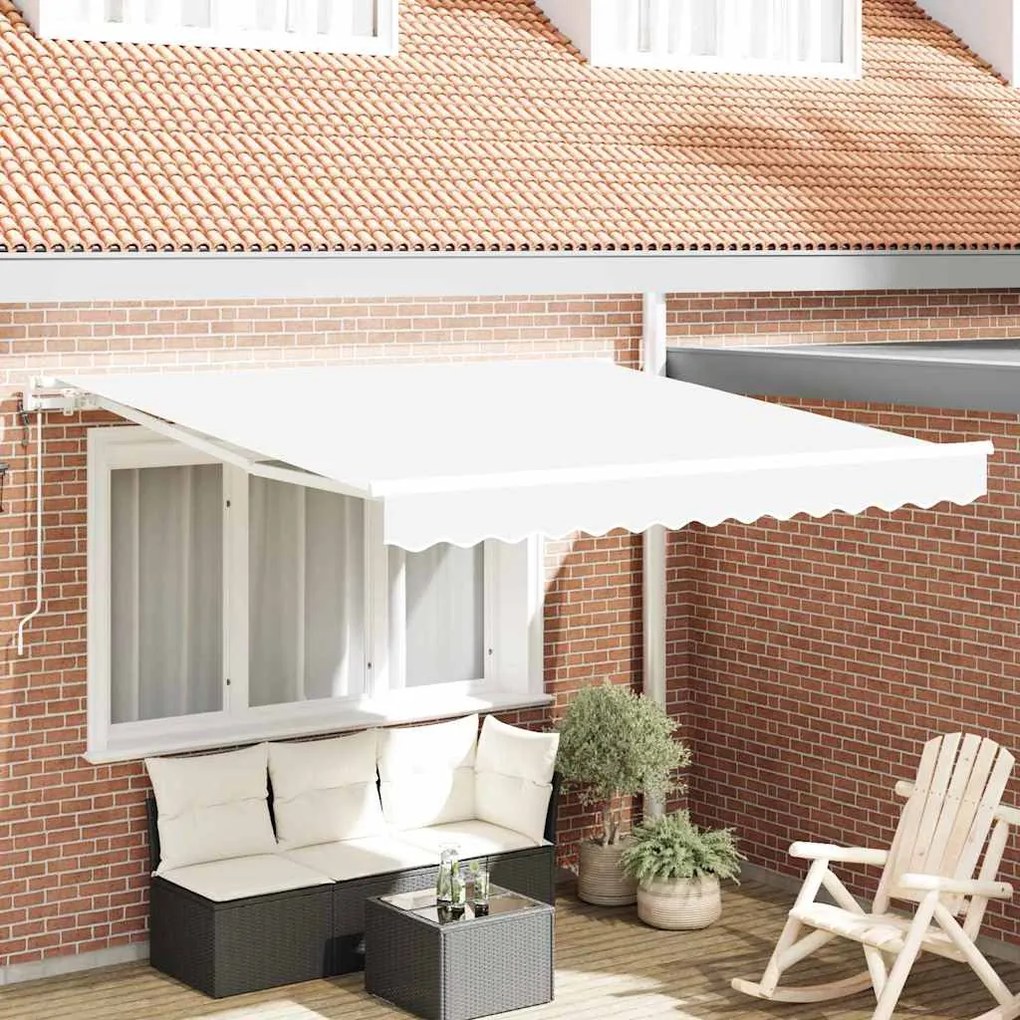 vidaXL Toldo Retrátil Manual Branco 300 x 250 cm tecido