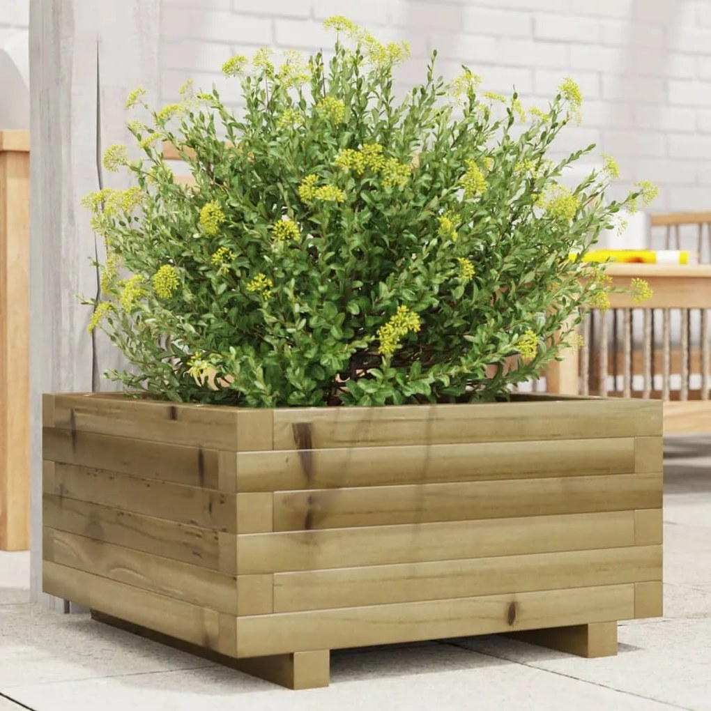 vidaXL Vaso/floreira de jardim 50x50x26,5 madeira de pinho impregnada
