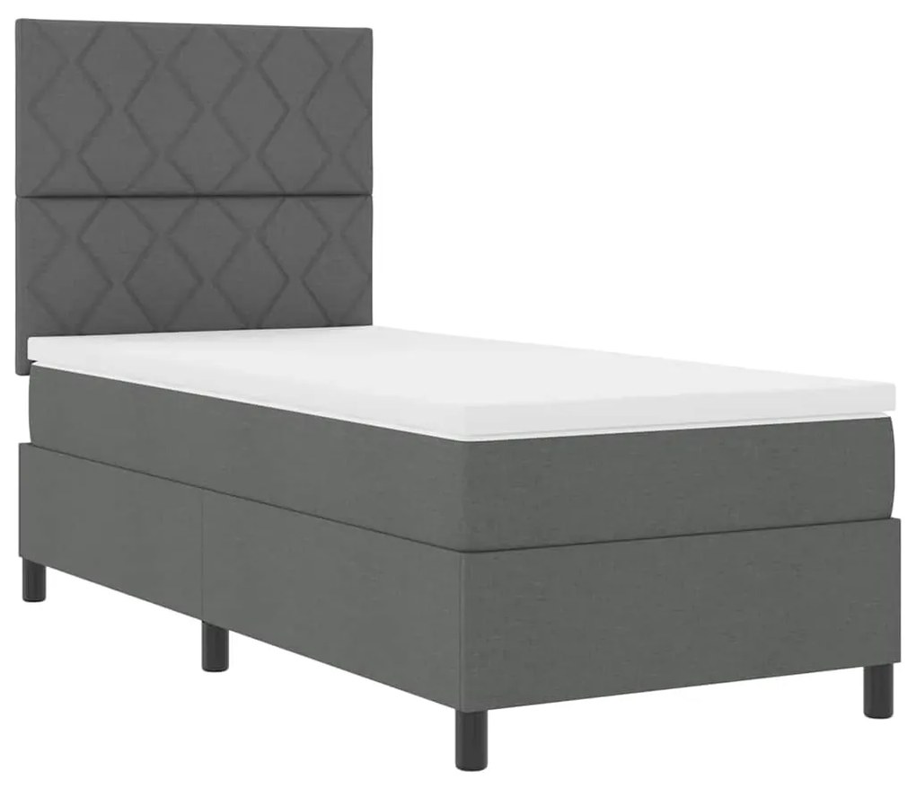 Cama Box com Colchão Cinza Escura 90x200 cm Tecido