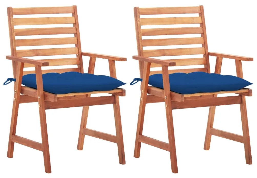 vidaXL Cadeiras de jantar p/ jardim 2 pcs c/ almofadões acácia maciça