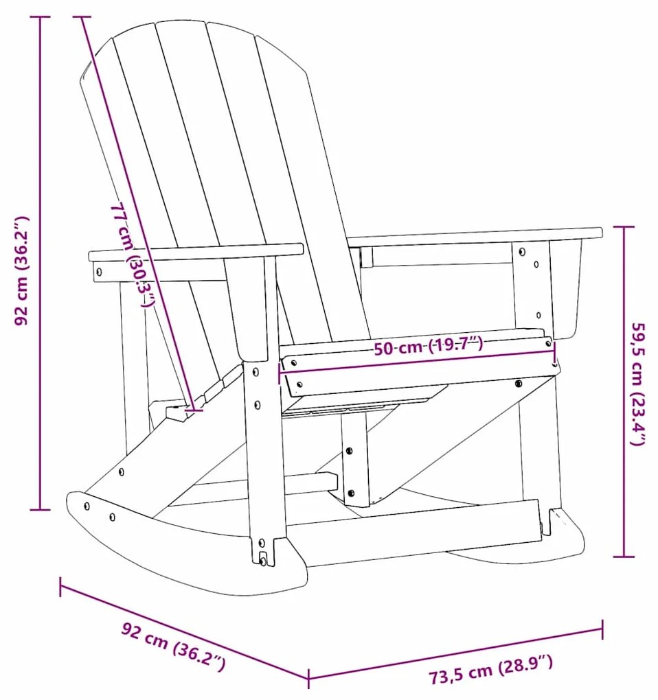 Cadeira de balanço Adirondack Cinzento-Claro 73.5x92x90 cm HDPE