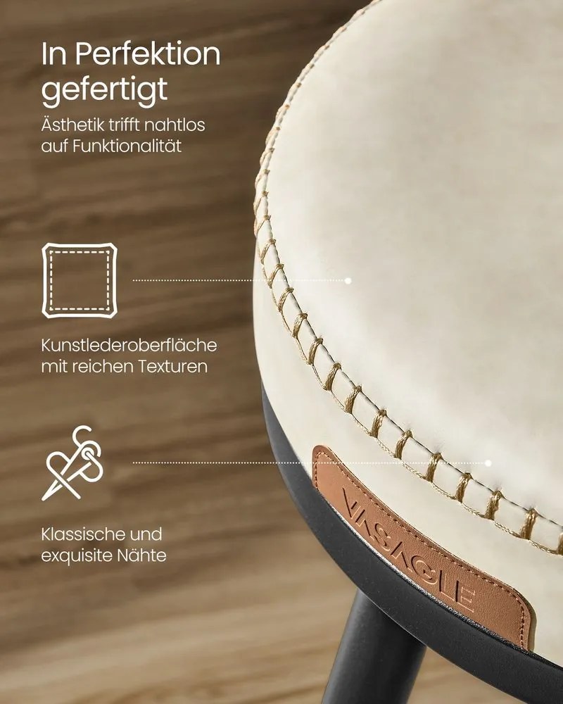 Conjunto de 2 bancos de bar em couro sintético 57 x 57 x 101 cm Coleção EKHO  branco creme