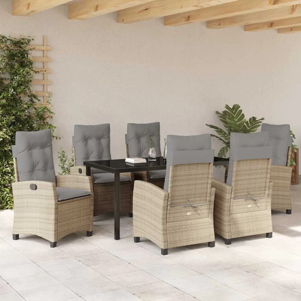 Conjunto de Jantar de Jardim da com 7 Peças e Almofadas em Rattan Sint