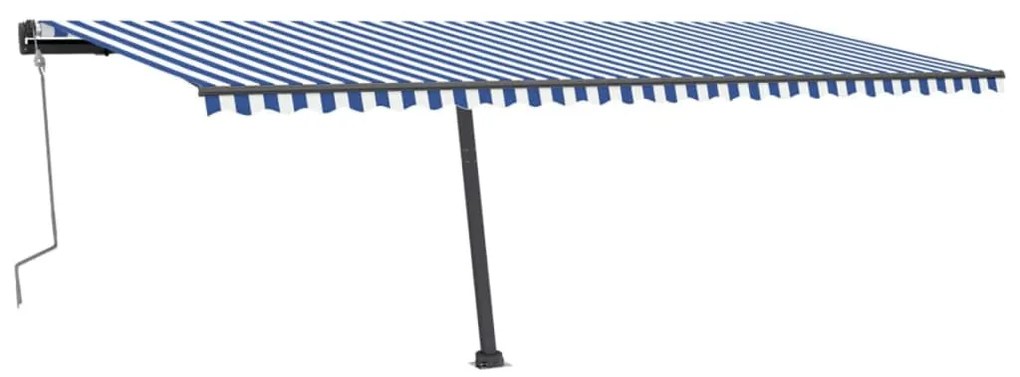 Toldo retrátil manual independente 600x300 cm azul e branco