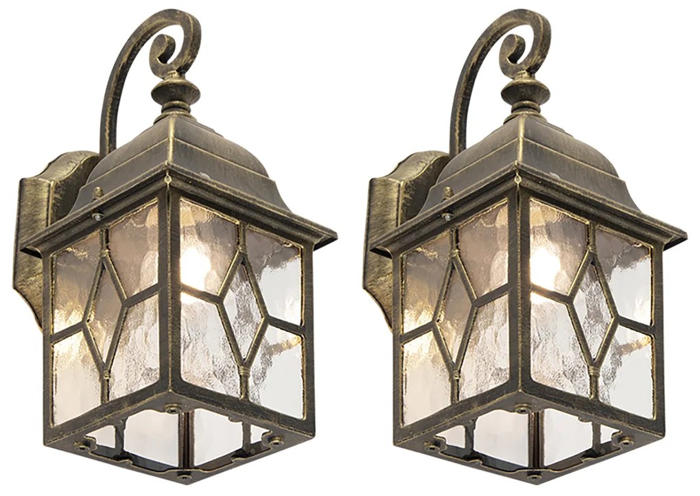 Conjunto de 2 candeeiros de parede para exterior românticos bronze - London