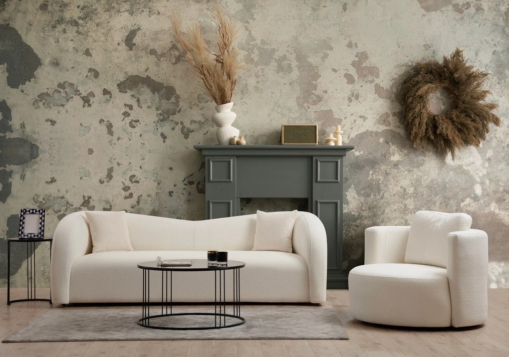 Sofá de 3 Lugares Asos – Creme – 225x76x75 cm
