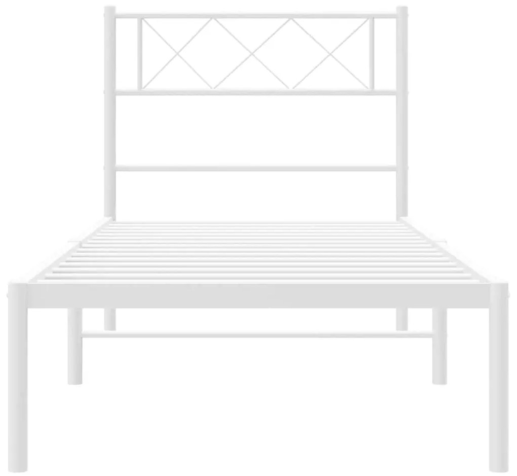 Estrutura de cama com cabeceira 100x190 cm metal branco
