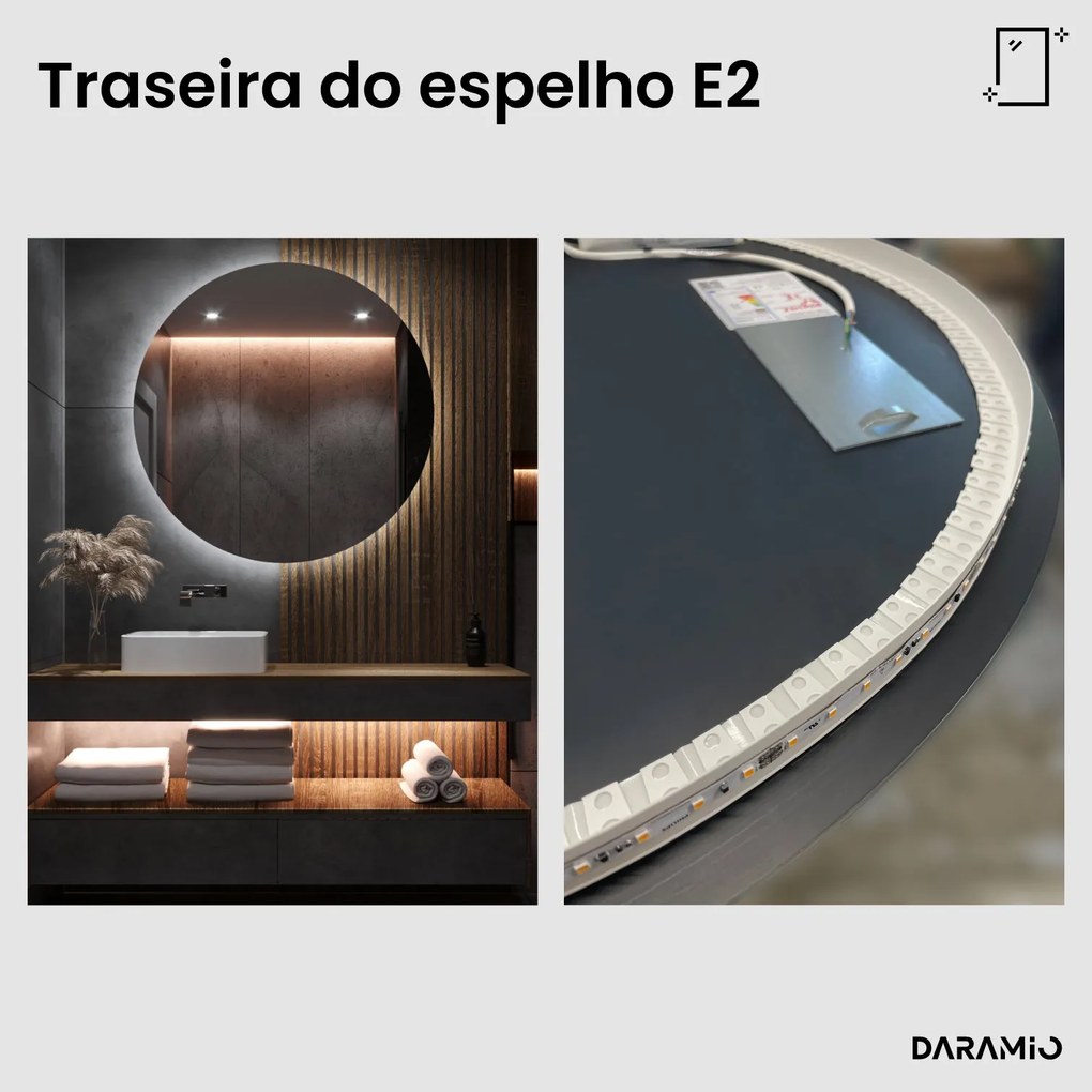 Espelho redondo com luz E2