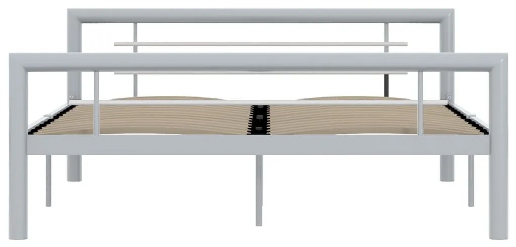 Estrutura de cama 120x200 cm metal cinzento e branco