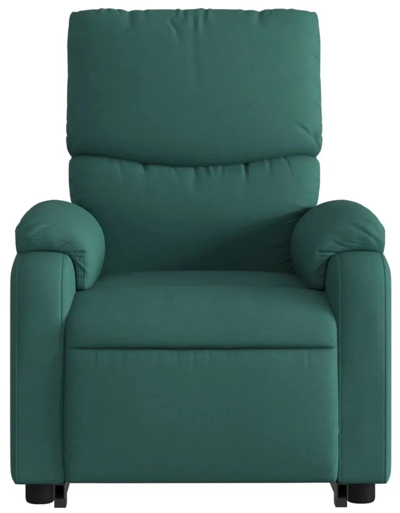 Poltrona reclinável elevatória de massagens tecido verde-escuro