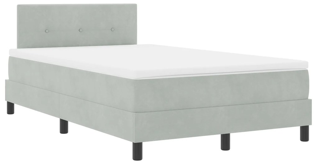 Cama Box com Colchão vidaXL Cinza Claro 120x200 cm Veludo